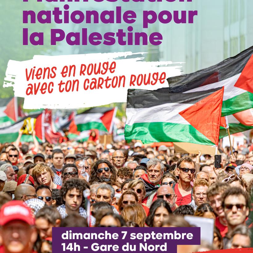 Affiche pour la manifestation pour la Palestine du 7 septembre