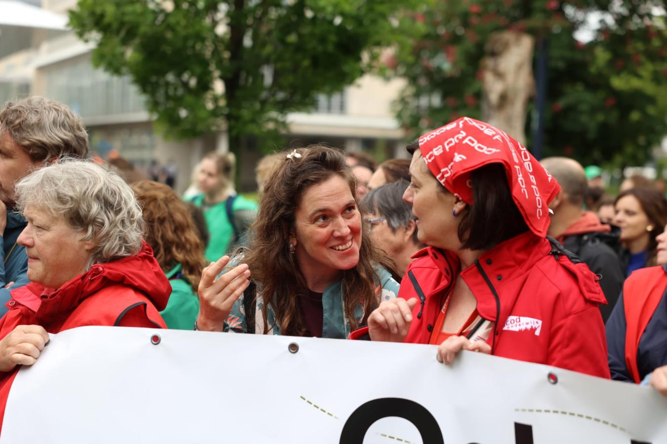Debby Burssens pendant une manifestation