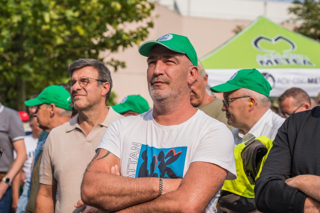 Un représentant syndical de Audi Brussels lors de l'assemblée générale