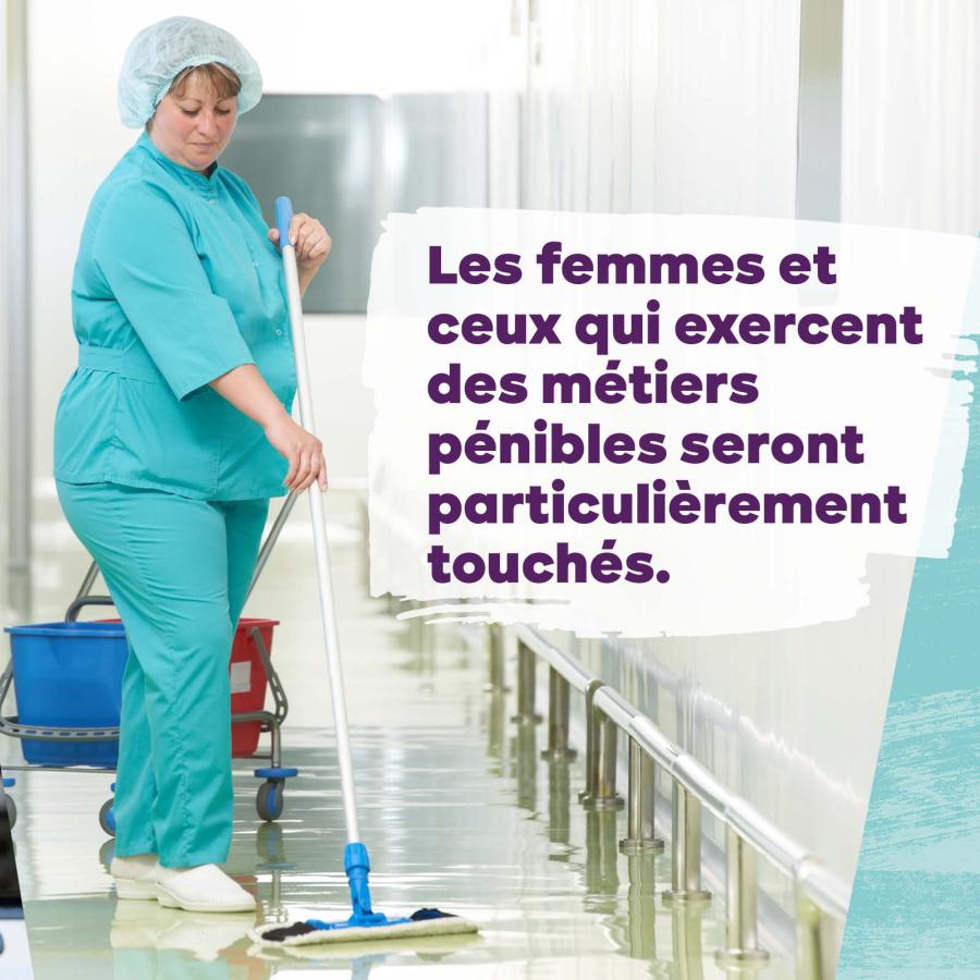 SLIDE 5 : Les femmes et ceux qui exercent des métiers pénibles seront particulièrement touchés.