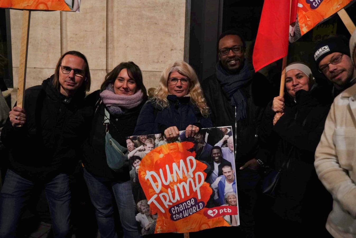 Des gens en actions contre Trump le lundi 20 janvier 2025 à Bruxelles