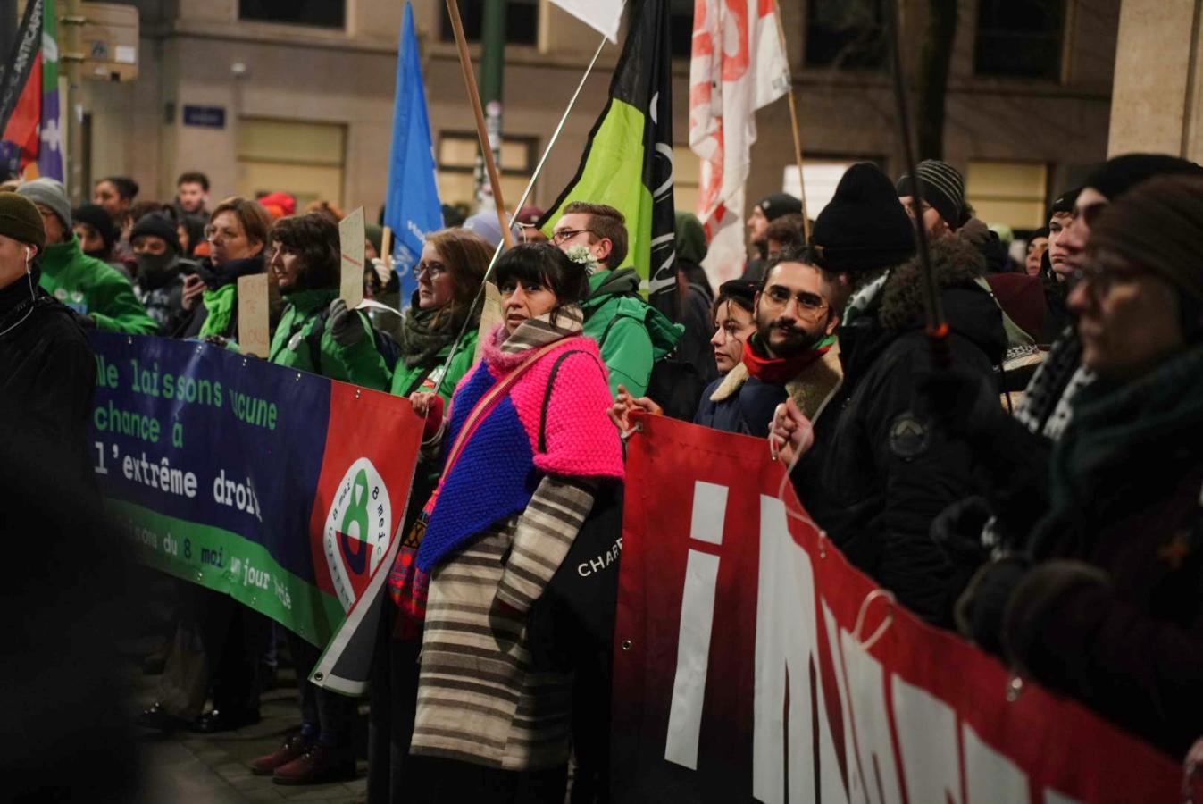 Des gens en actions contre Trump le lundi 20 janvier 2025 à Bruxelles