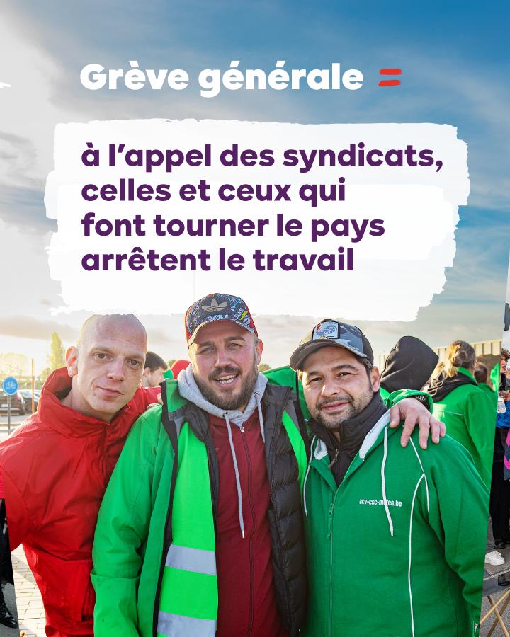 Grève générale = à l’appel des syndicats, celles et ceux qui font tourner le pays arrêtent le travail