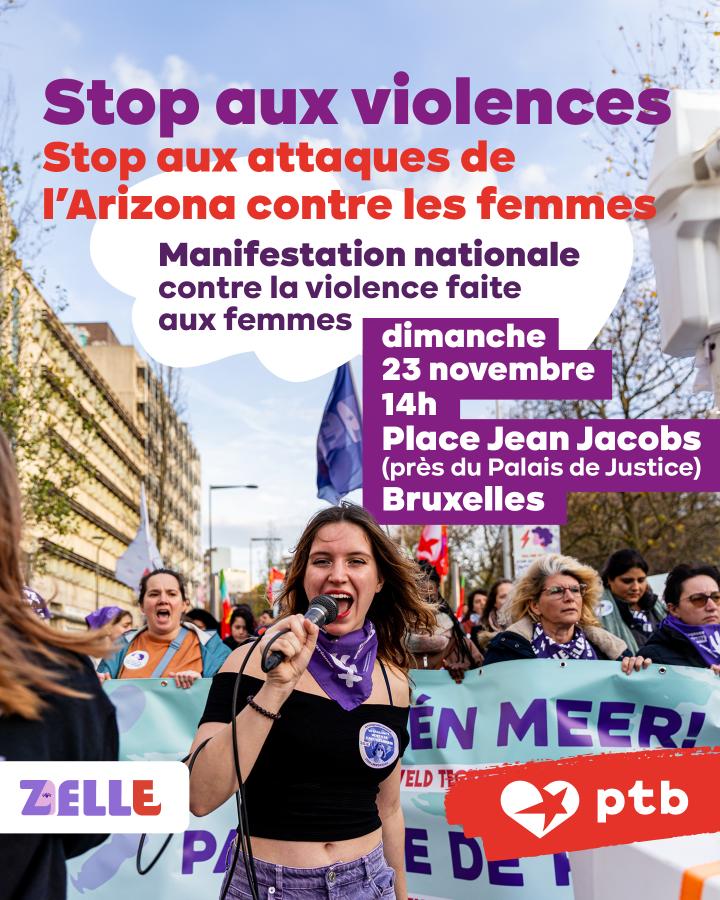 Stop aux violences, stop aux attaques de l'Arizona contre les femmes. Manifestation nationale contre les violences faites aux femmes dimanche 23 novembre, 14h, Plan Jean Jacobs