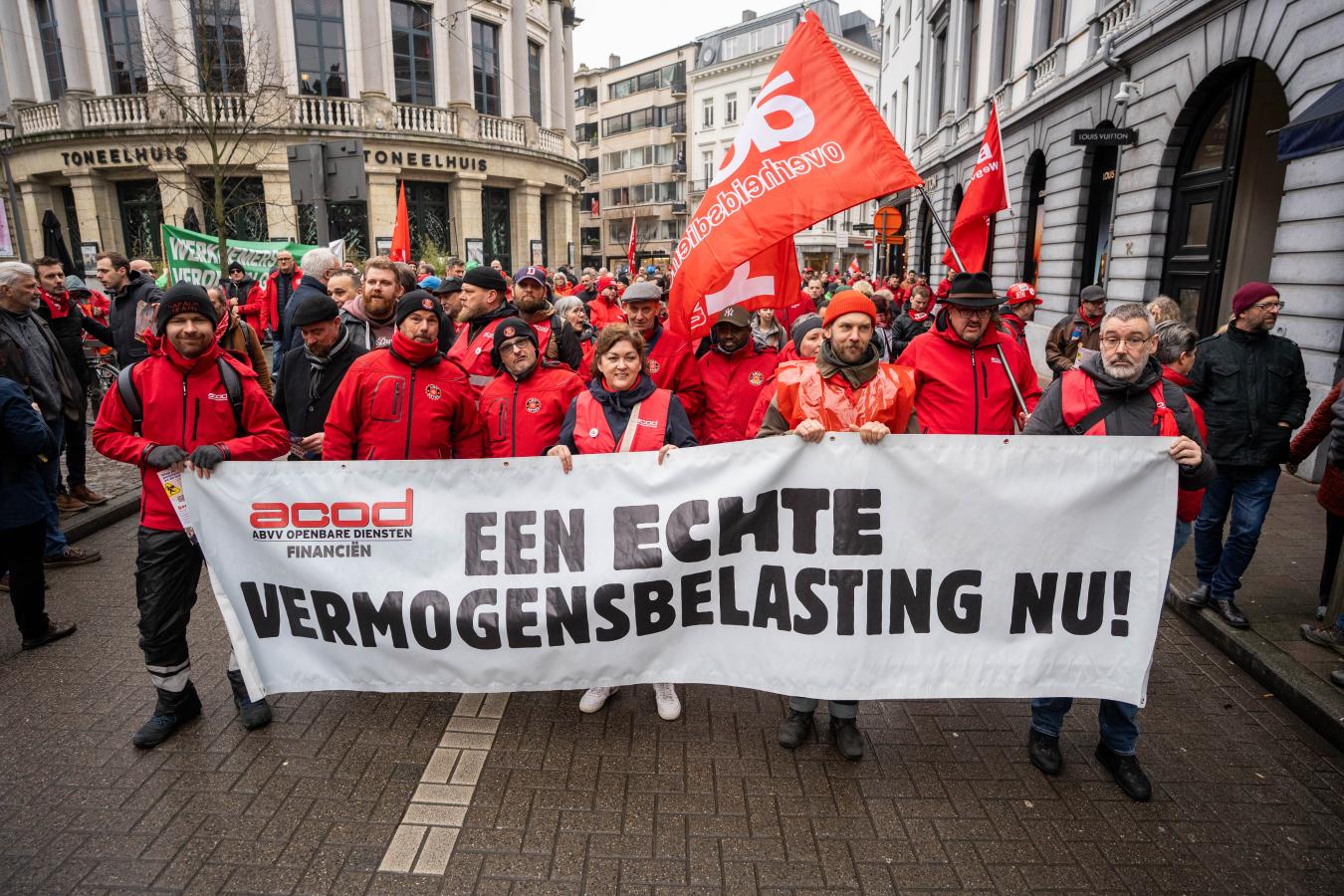 Bloc de la FGTB lors de la journée d'actions du 10 février à Anvers