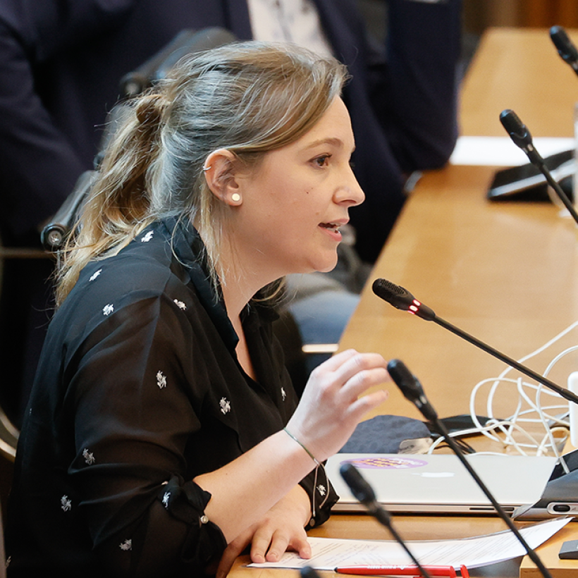 Amandine Pavet, députée PTB au Parlement wallon et de la Fédération Wallonie-Bruxelles.