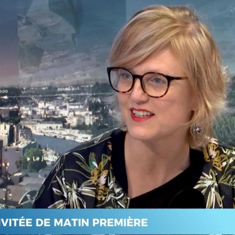 Sofie Merckx dans le studio de Matin Première.