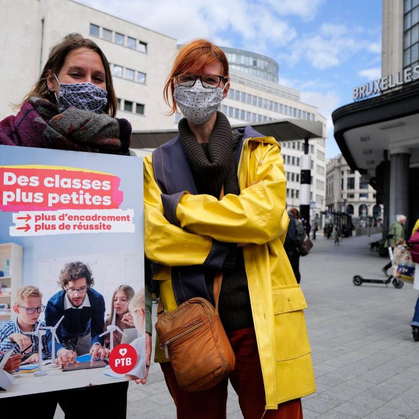 Le PTB en action pour lancer sa proposition de réduire la taille des classes