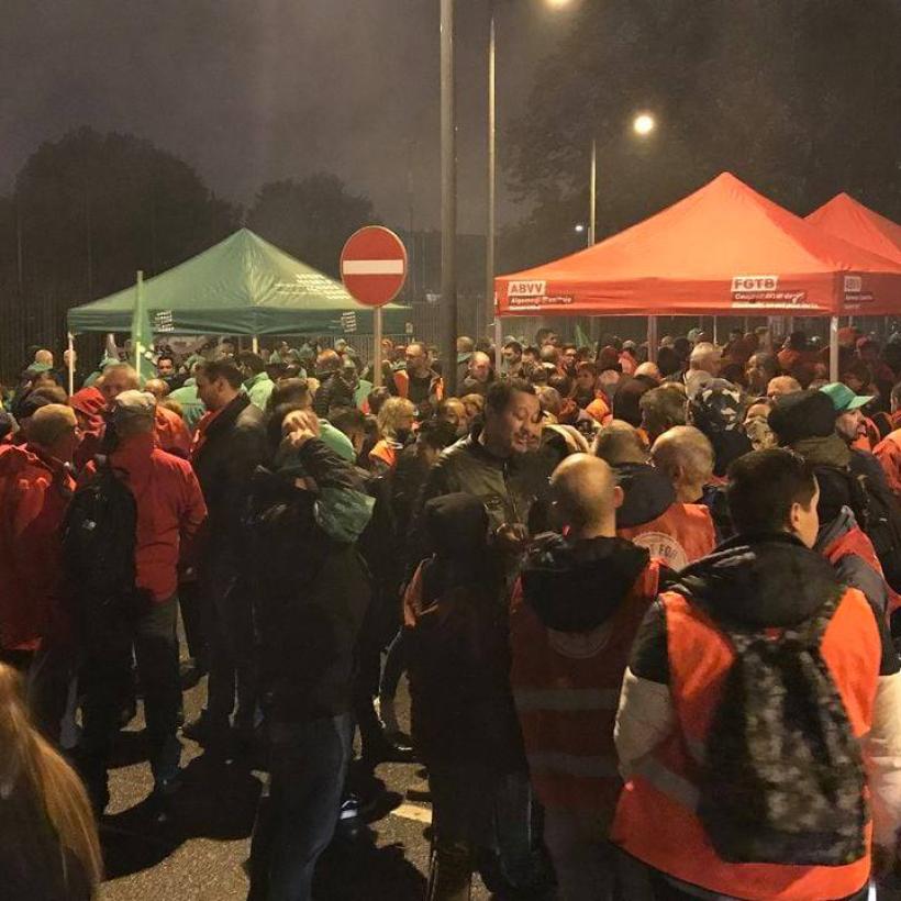 500 travailleurs du gardiennage défient l'arrogance patronale devant le siège de l’Otan