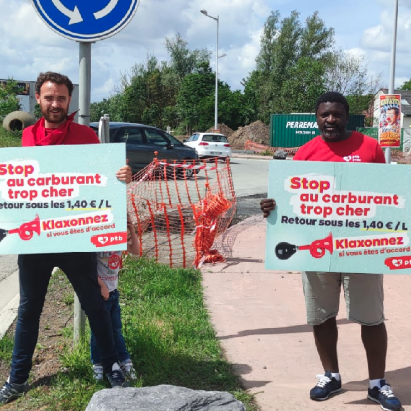 Le PTB mène des actions dans 34 endroits du pays pour le blocage du prix du carburant