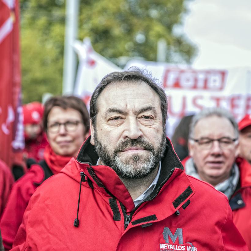 Antonio Cocciolo au sein du bloc FGTB Metallo lors d'une manifestation.