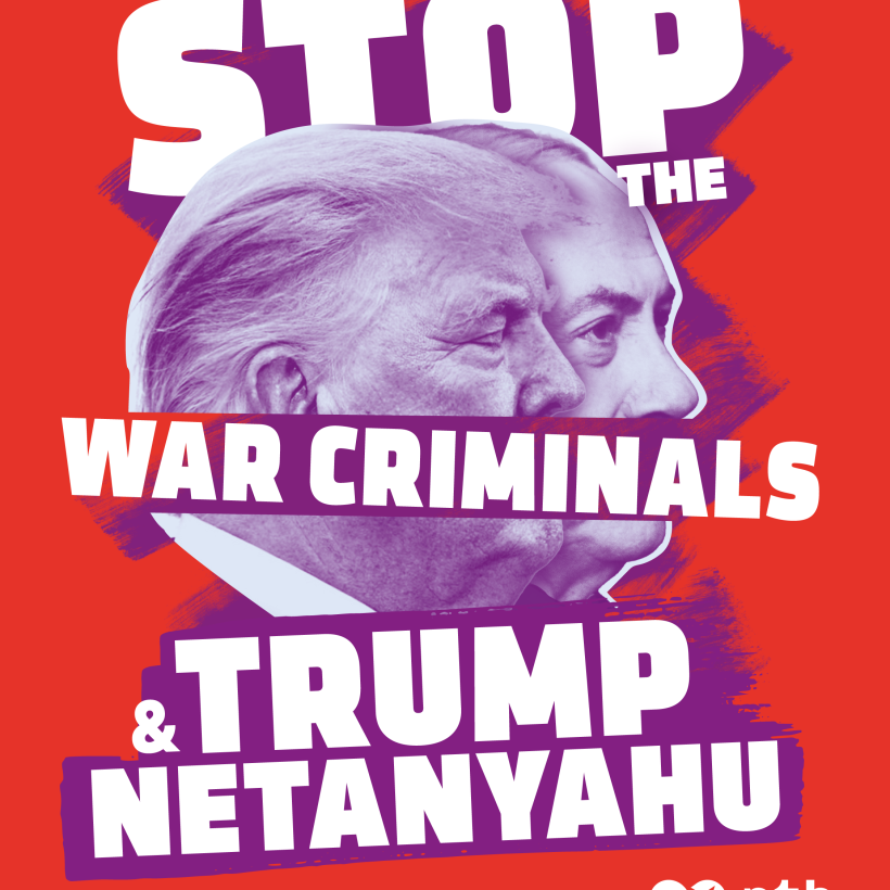 visuel ‘Stop the war criminals Trump & Netanyahu’