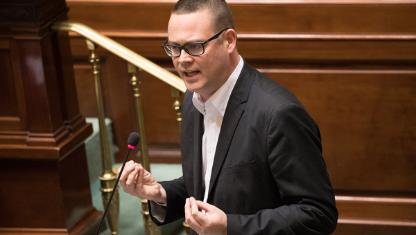 Raoul Hedebouw, président du PTB, au parlement.