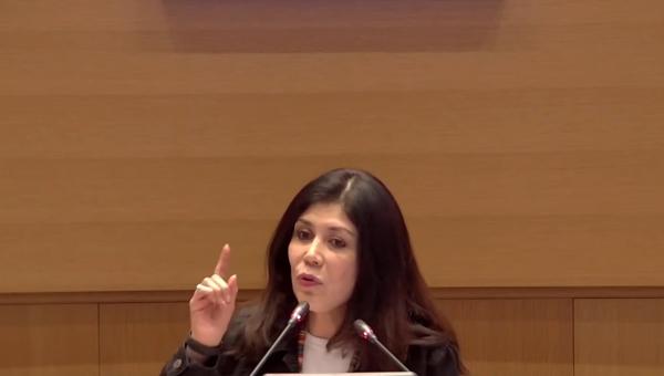 La députée PTB Marisol Revelo au Parlement de la Fédération Wallonie-Bruxelles