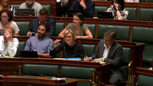 Sofie Merckx tijdens haar tussenkomst in de Kamer