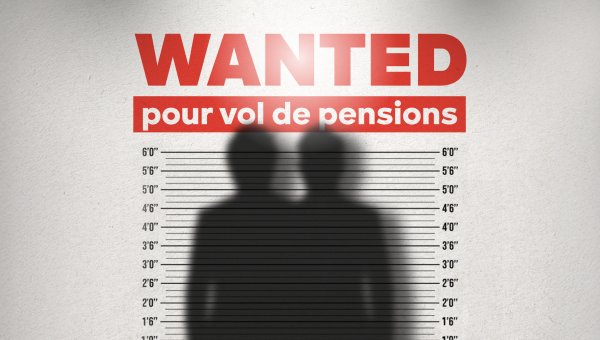 Avis de recherche de deux individus (représentés par des silhouettes) pour vol de pensions