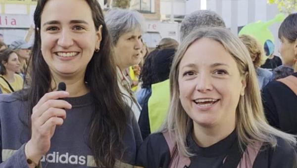 Manon Vidal et Amandine Pavet à Verviers pour une action des enseignants